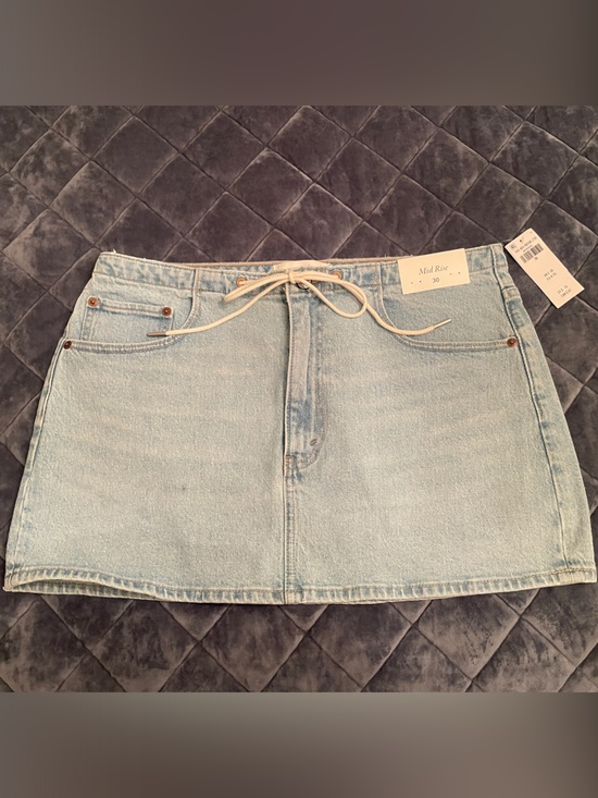 Abercrombie & Fitch Dresses & Skirts - Light Wash Denim Mini Skirt with Drawstring